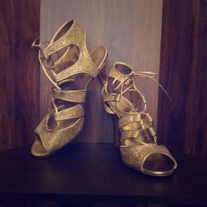 Guess Gold Shimmer tie up sandals